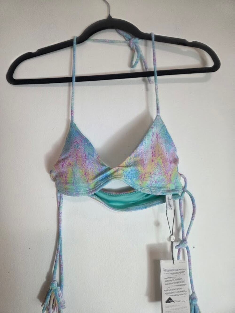 NWT Peixoto Mermaid Green Purple 2 Piece Triangle String Bikini size XSmall